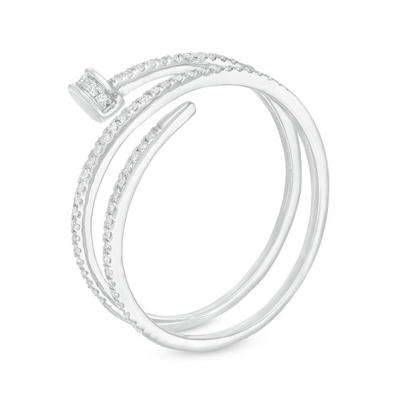1/6 CT. T.w. Diamond Wraparound Nail Ring in 10K White Gold