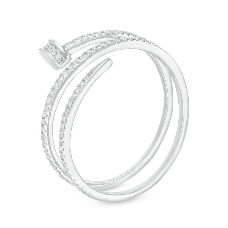 Main Image 3 of 1/6 CT. T.W. Diamond Wraparound Nail Ring in 10K White Gold