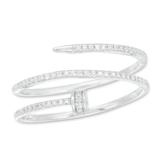 1/6 CT. T.w. Diamond Wraparound Nail Ring in 10K White Gold