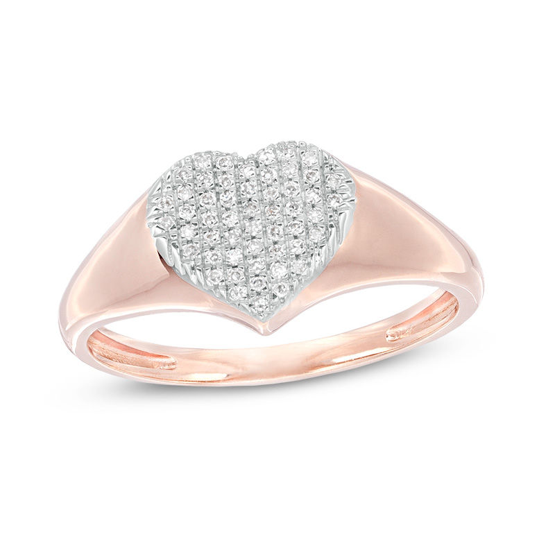 Main Image 1 of 1/10 CT. T.W. Composite Diamond Heart-Shaped Ring in 10K Rose Gold