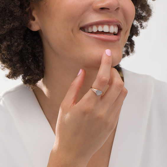 1/10 CT. T.w. Composite Diamond Heart-Shaped Ring in 10K Rose Gold