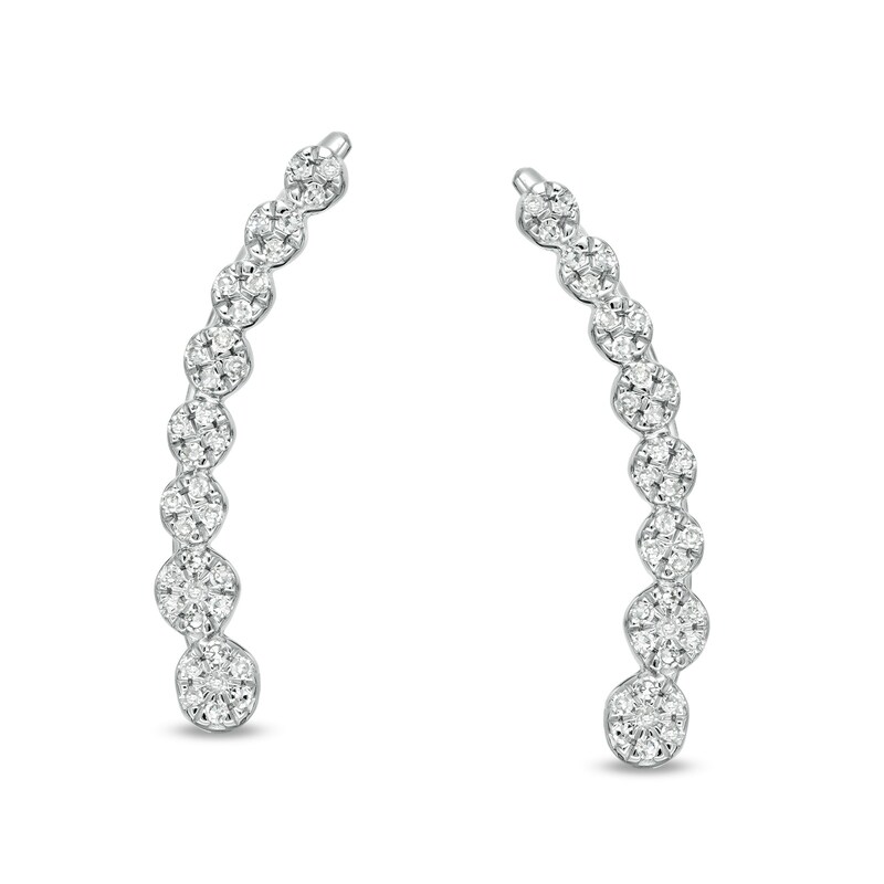 Main Image 1 of 1/6 CT. T.W. Journey Composite Diamond Crawler Earrings in 10K White Gold