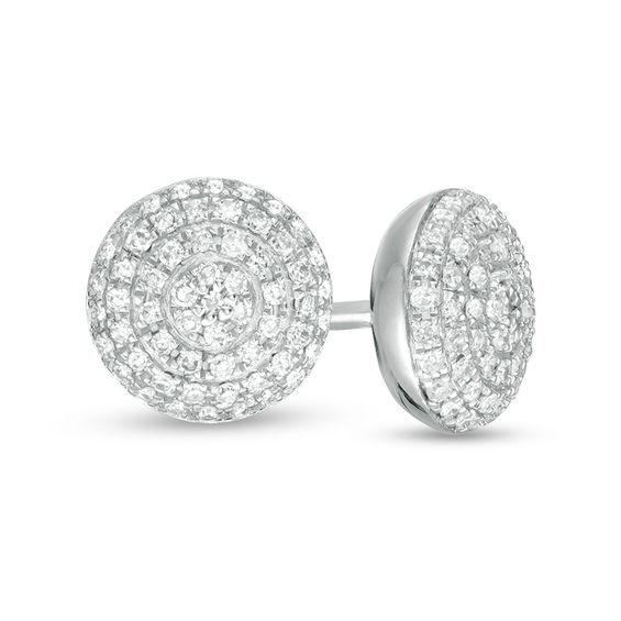 1/4 CT. T.w. Composite Diamond Button Stud Earrings in 10K White Gold