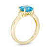 Thumbnail Image 3 of 7.0mm Asscher-Cut Swiss Blue Topaz and 1/20 CT. T.W. Diamond Tri-Sides Ring in 10K Gold