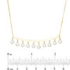 Thumbnail Image 3 of 4.0mm Freshwater Cultured Pearl Dangle Curved Bar Necklace in 10K Gold