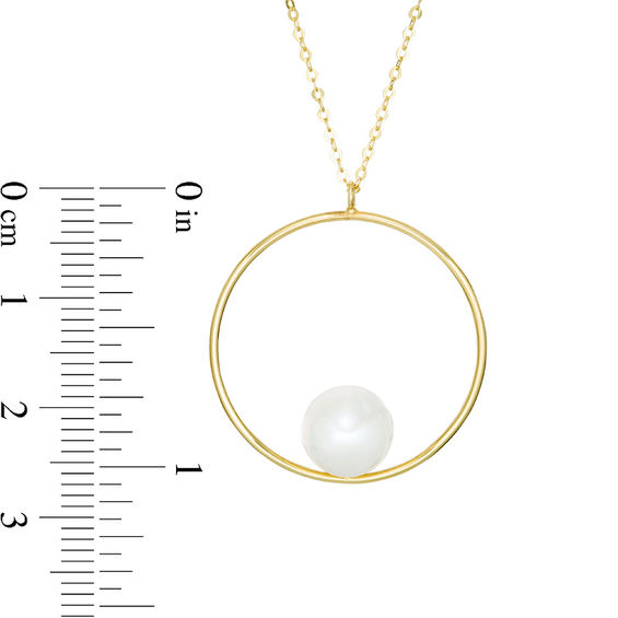 8.0mm Freshwater Cultured Pearl Open Circle Pendant in 10K Gold