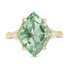 Marquise Green Quartz and Diamond Accent Geometric Ring in 10K Gold
