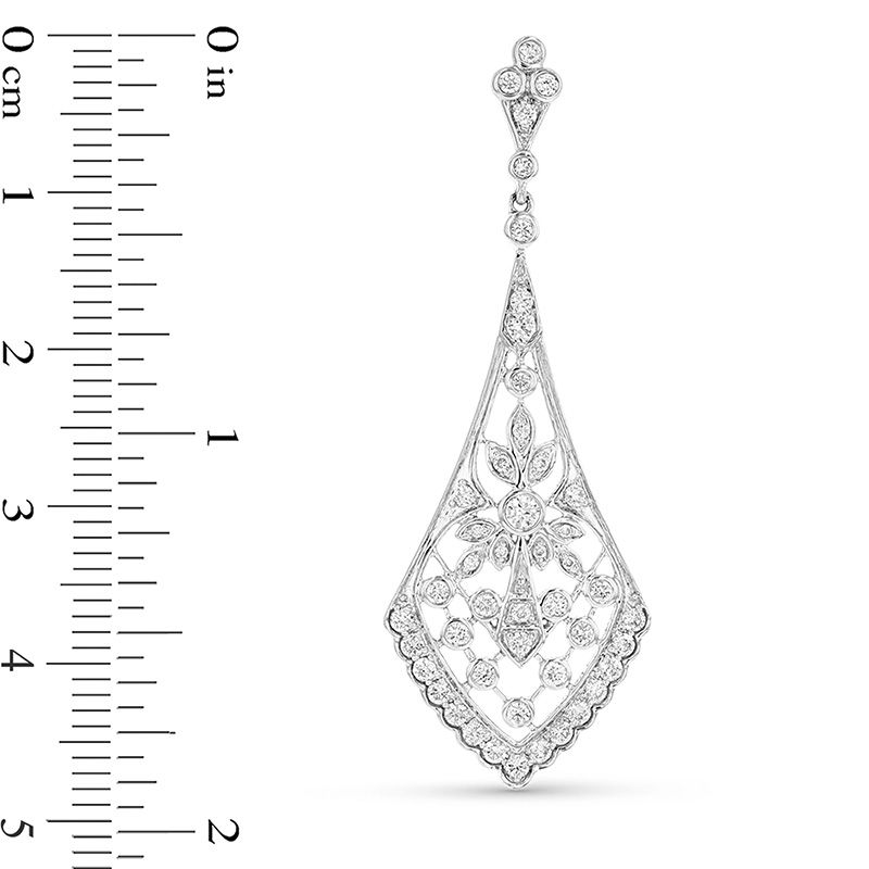 7/8 CT. T.W. Diamond Ornate Drop Earring in 18K White Gold