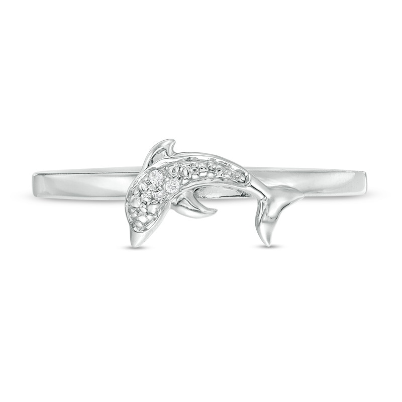 Main Image 4 of Diamond Accent Dolphin Stackable Ring in Sterling Silver