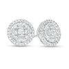 Thumbnail Image 1 of 1/2 CT. T.W. Composite Diamond Double Frame Stud Earrings in 10K White Gold