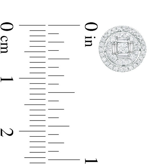 1/2 CT. T.w. Composite Diamond Double Frame Stud Earrings in 10K White Gold