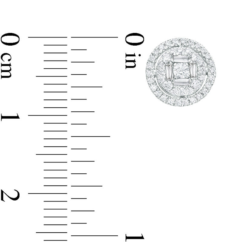 Main Image 3 of 1/2 CT. T.W. Composite Diamond Double Frame Stud Earrings in 10K White Gold
