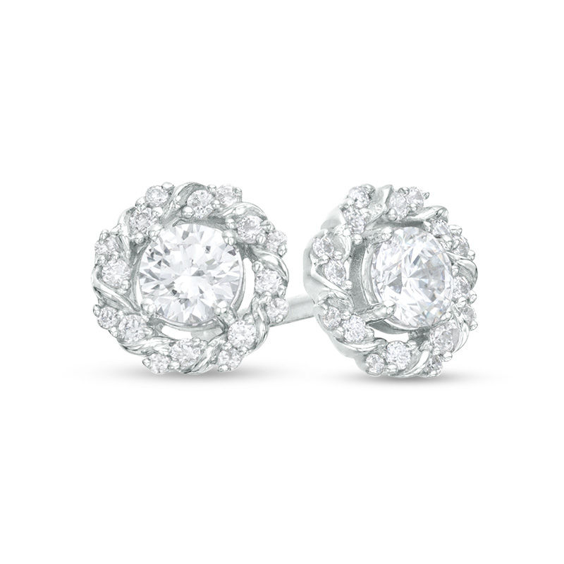 Main Image 1 of 1/2 CT. T.W. Diamond Twist Frame Stud Earrings in 10K White Gold