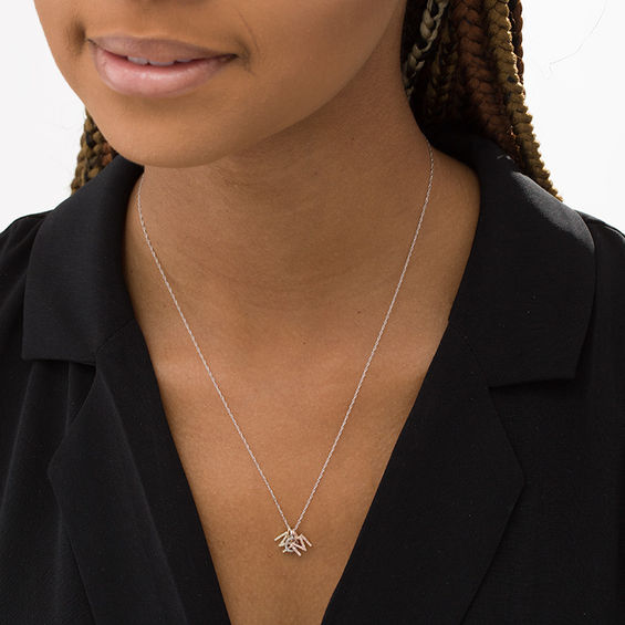1/6 CT. T.w. Diamond Block Letters Mom Pendant in 10K Tri-Tone Gold