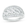 Thumbnail Image 1 of 3/4 CT. T.W. Baguette and Round Diamond Twist Ring in 10K White Gold