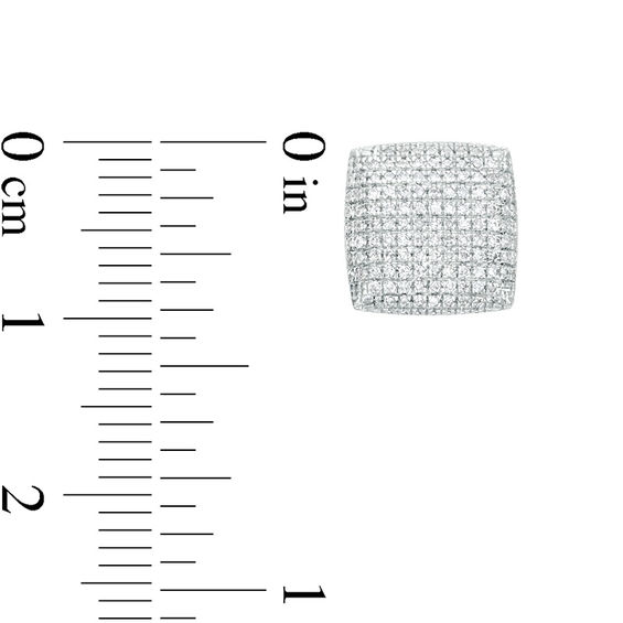 1/2 CT. T.W. Composite Diamond Square Button Stud Earrings in 10K White Gold 1/2 CT. T.W. Composite Diamond Square Button Stud Earrings in 10K White Gold