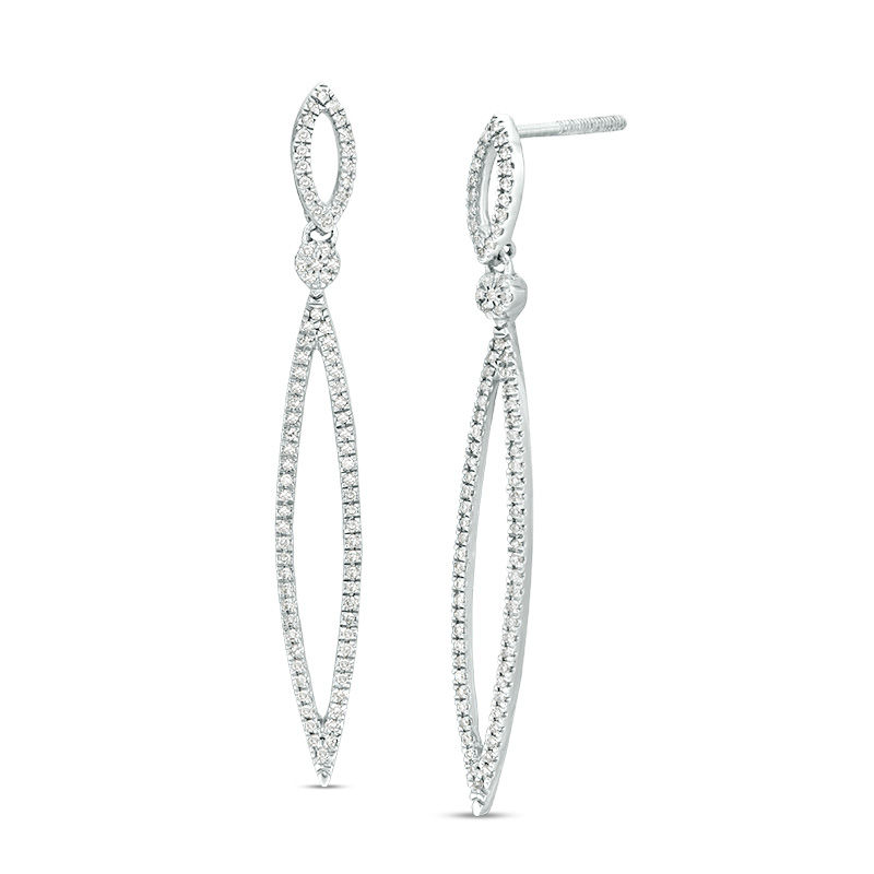 Main Image 1 of 1/3 CT. T.W. Diamond Elongated Marquise Drop Earrings in 10K White Gold