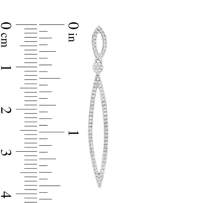 Main Image 3 of 1/3 CT. T.W. Diamond Elongated Marquise Drop Earrings in 10K White Gold