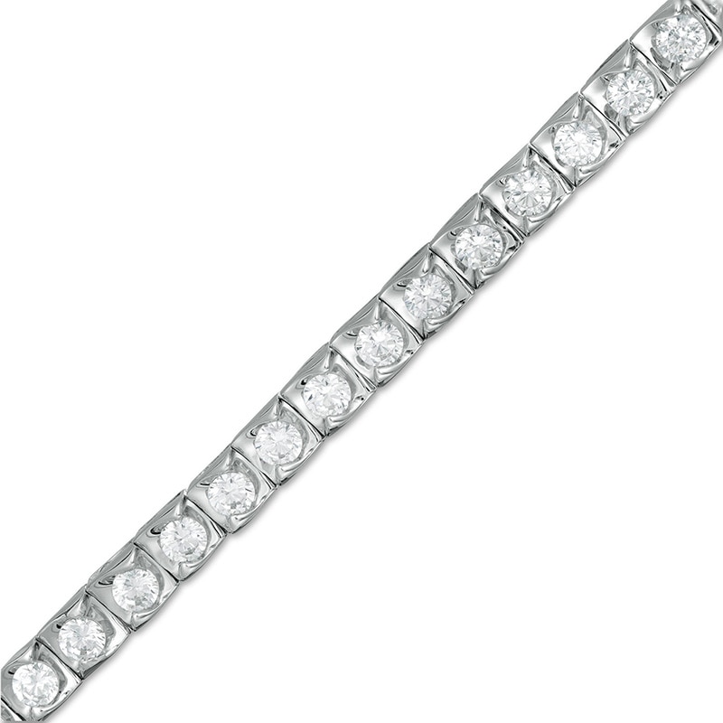 Main Image 1 of 3 CT. T.W. Diamond Square-Shaped Swirl Frame Tennis Bracelet in 10K White Gold