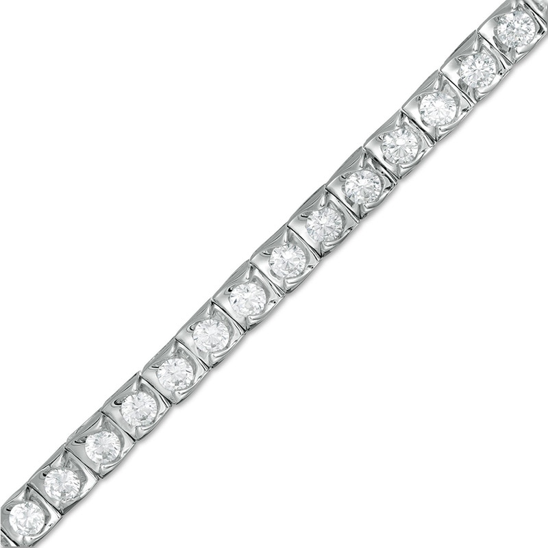 3 CT. T.W. Diamond Square-Shaped Swirl Frame Tennis Bracelet in 10K White Gold