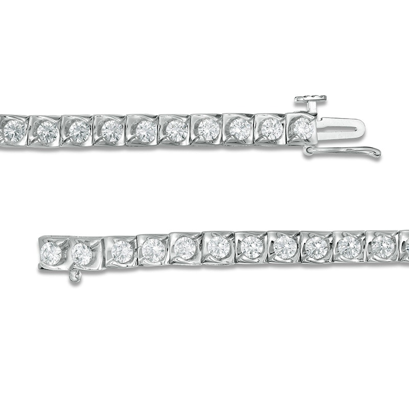 Main Image 3 of 3 CT. T.W. Diamond Square-Shaped Swirl Frame Tennis Bracelet in 10K White Gold
