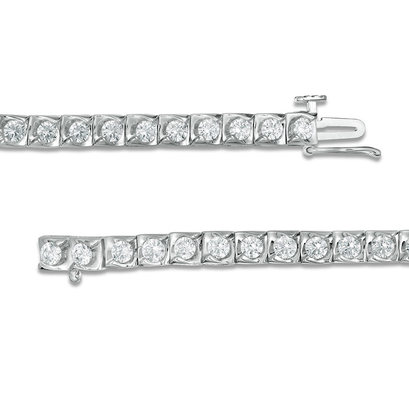 3 CT. T.W. Diamond Square-Shaped Swirl Frame Tennis Bracelet in 10K White Gold