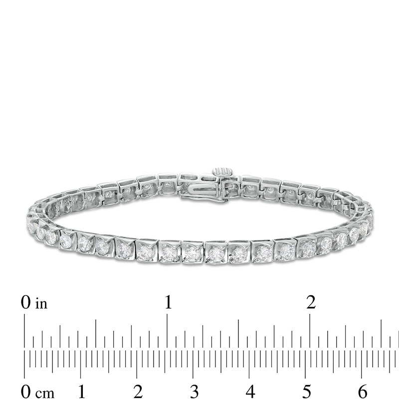 Main Image 4 of 3 CT. T.W. Diamond Square-Shaped Swirl Frame Tennis Bracelet in 10K White Gold