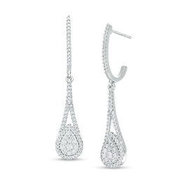 1/2 CT. T.W. Pear-Shaped Multi-Diamond Teardrop-Shaped Frame Drop Frame Earrings in 10K White Gold