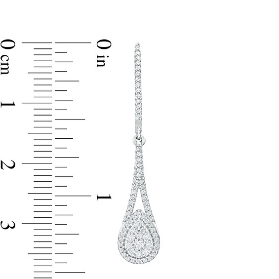 1/2 CT. T.w. Pear-Shaped Multi-Diamond Teardrop-Shaped Frame Drop Frame Earrings in 10K White Gold