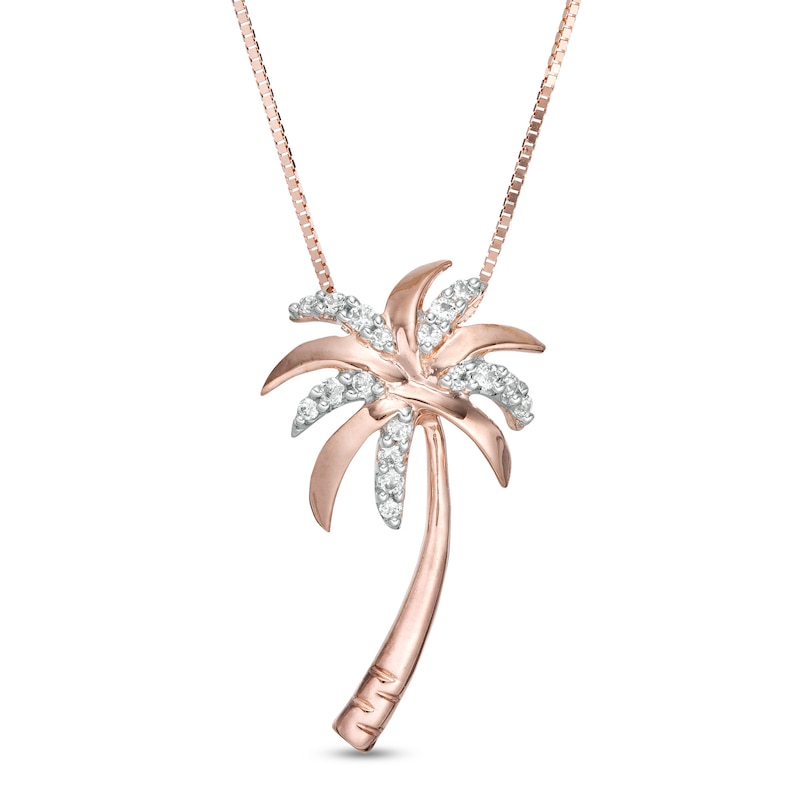 Main Image 1 of 1/10 CT. T.W. Diamond Palm Tree Pendant in 10K Rose Gold