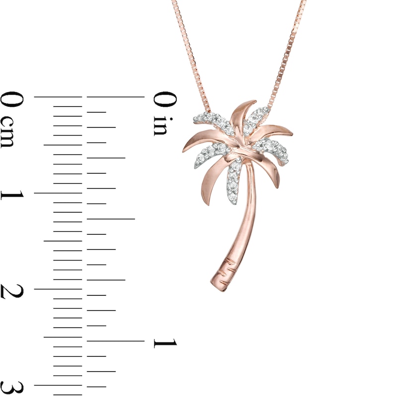 Main Image 3 of 1/10 CT. T.W. Diamond Palm Tree Pendant in 10K Rose Gold