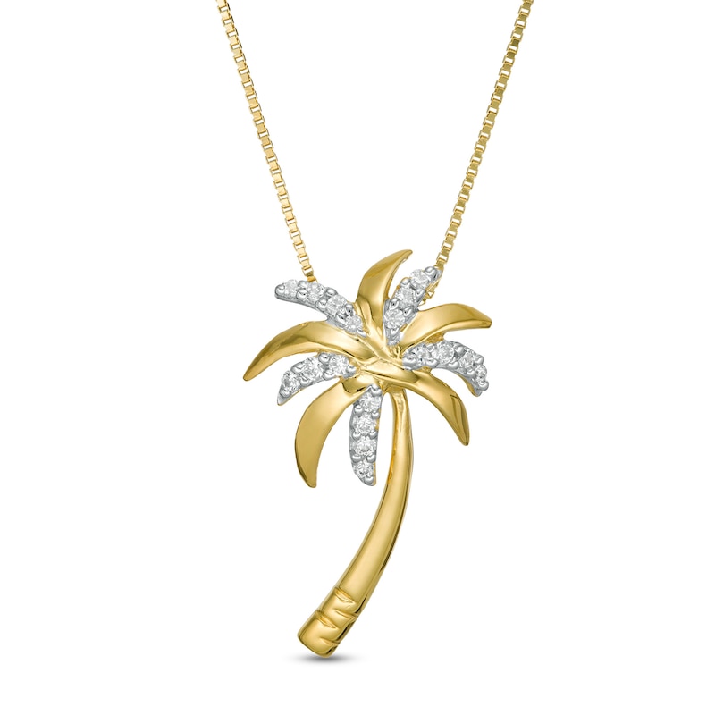 Main Image 1 of 1/10 CT. T.W. Diamond Palm Tree Pendant in 10K Gold