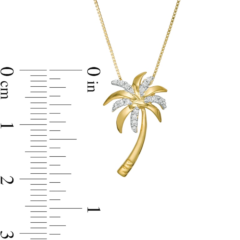 Main Image 3 of 1/10 CT. T.W. Diamond Palm Tree Pendant in 10K Gold