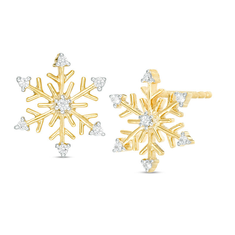 1/8 CT. T.W. Diamond Snowflake Stud Earrings in 10K Gold