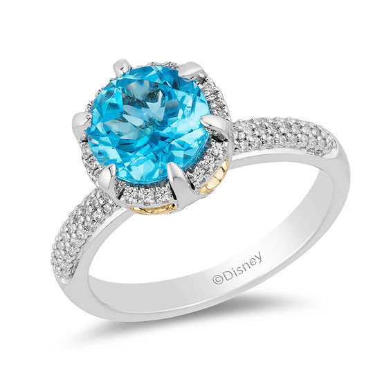 Enchanted Disney Aladdin 8.0mm Swiss Blue Topaz and 1/5 CT. T.W ...