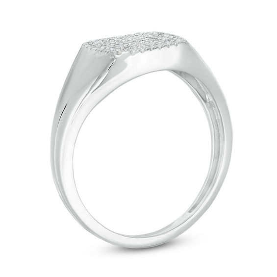 1/6 CT. T.w. Composite Diamond Cushion Signet Ring in 10K White Gold