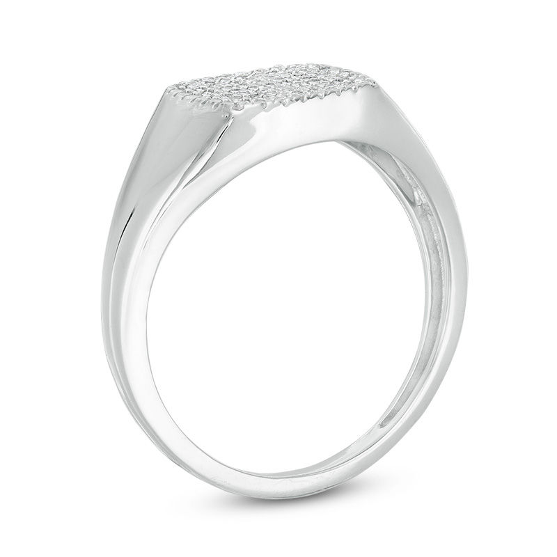 Main Image 3 of 1/6 CT. T.W. Composite Diamond Cushion Signet Ring in 10K White Gold