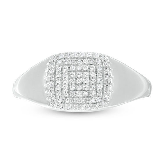 1/6 CT. T.w. Composite Diamond Cushion Signet Ring in 10K White Gold