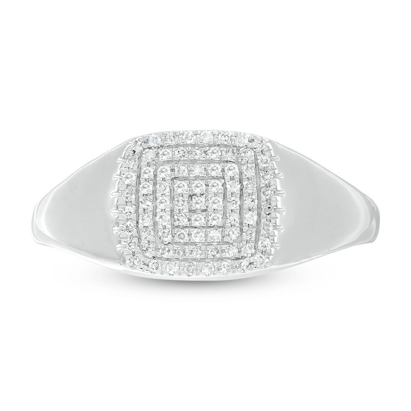 Main Image 4 of 1/6 CT. T.W. Composite Diamond Cushion Signet Ring in 10K White Gold