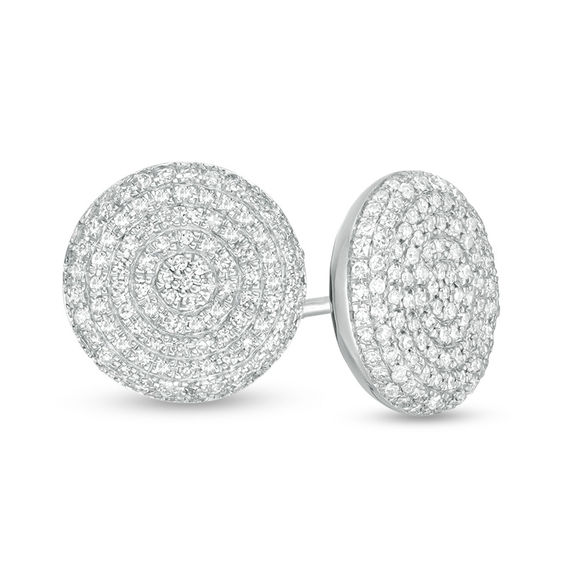 1/2 CT. T.w. Composite Diamond Button Stud Earrings in 10K White Gold