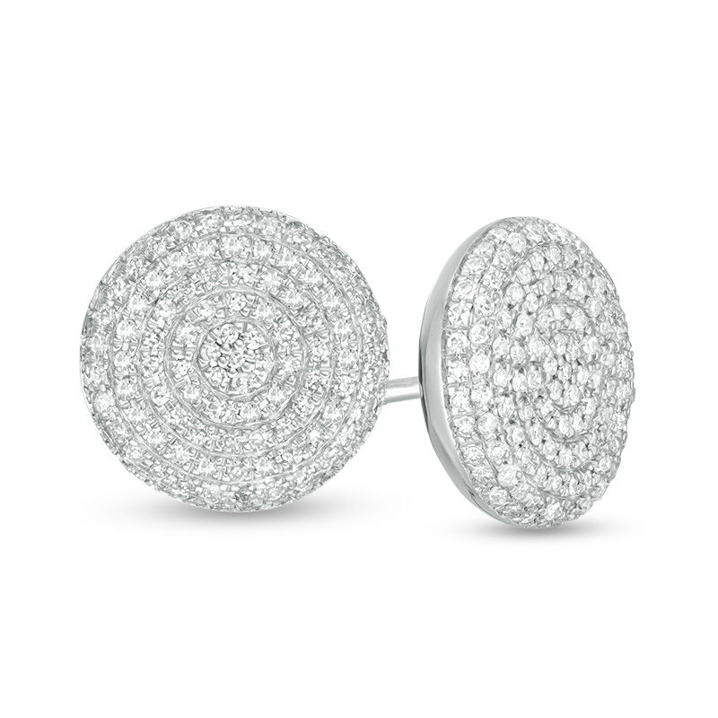 Main Image 1 of 1/2 CT. T.W. Composite Diamond Button Stud Earrings in 10K White Gold