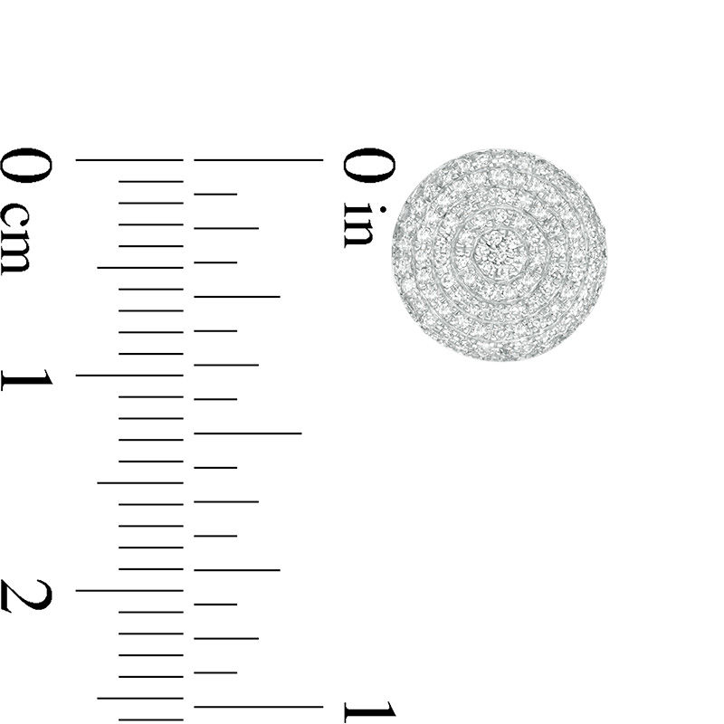 Main Image 3 of 1/2 CT. T.W. Composite Diamond Button Stud Earrings in 10K White Gold