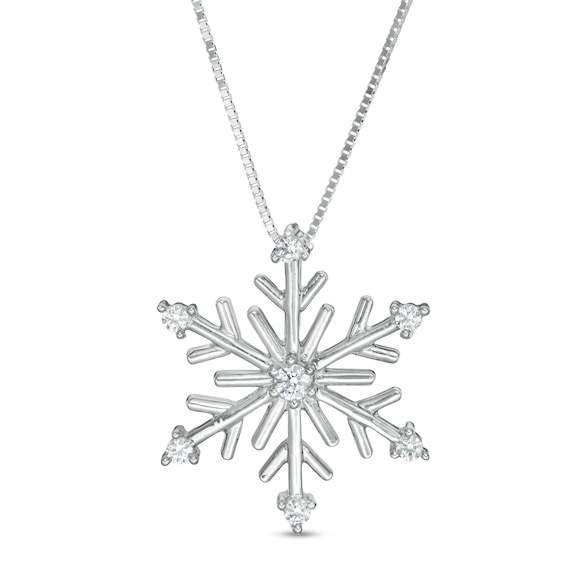 1/10 CT. T.w. Diamond Snowflake Pendant in 10K White Gold
