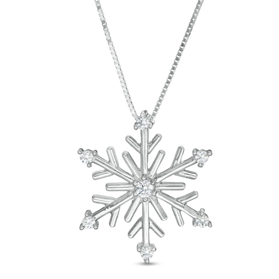 1/10 CT. T.W. Diamond Snowflake Pendant in 10K White Gold | Zales