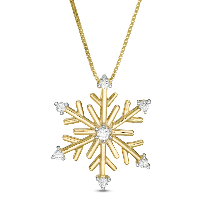 1/10 CT. T.W. Diamond Snowflake Pendant in 10K Gold