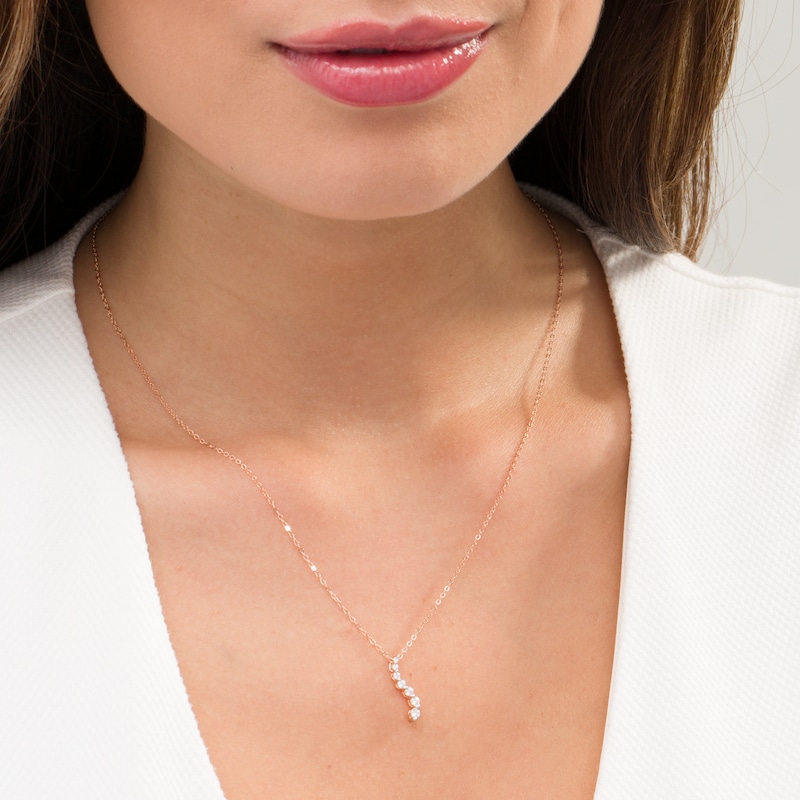 Main Image 2 of 1/4 CT. T.W. Journey Diamond Pendant in 14K Rose Gold