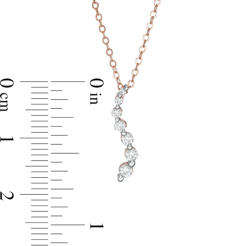 Main Image 3 of 1/4 CT. T.W. Journey Diamond Pendant in 14K Rose Gold