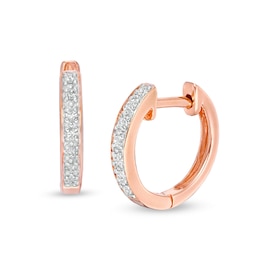 1/15 CT. T.W. Diamond Huggie Hoop Earrings in 14K Rose Gold