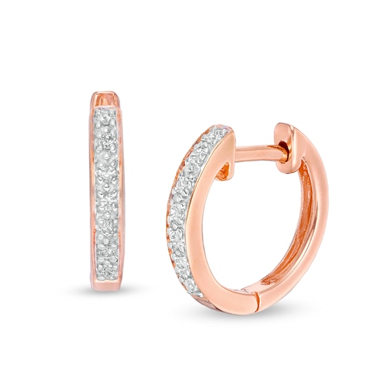 1/15 CT. T.w. Diamond Huggie Hoop Earrings in 14K Rose Gold