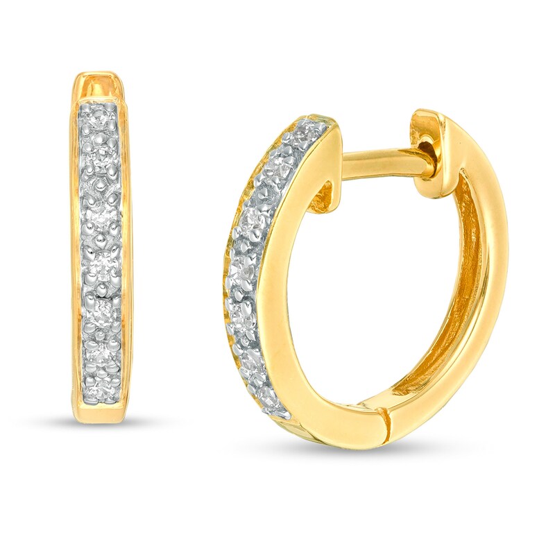 1/15 CT. T.W. Diamond Huggie Hoop Earrings in 14K Gold